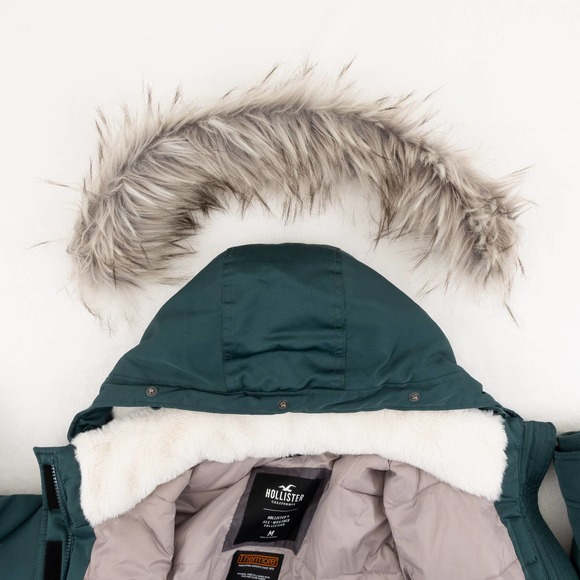 Hollister by Abercrombie & Fitch Thermore Anorak Jacket Women's Medium Green - Picture 8 of 16